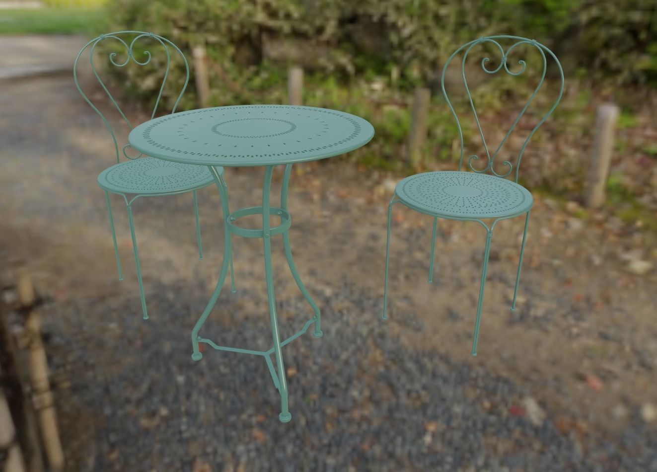 iron table set Low-poly 3D model_3