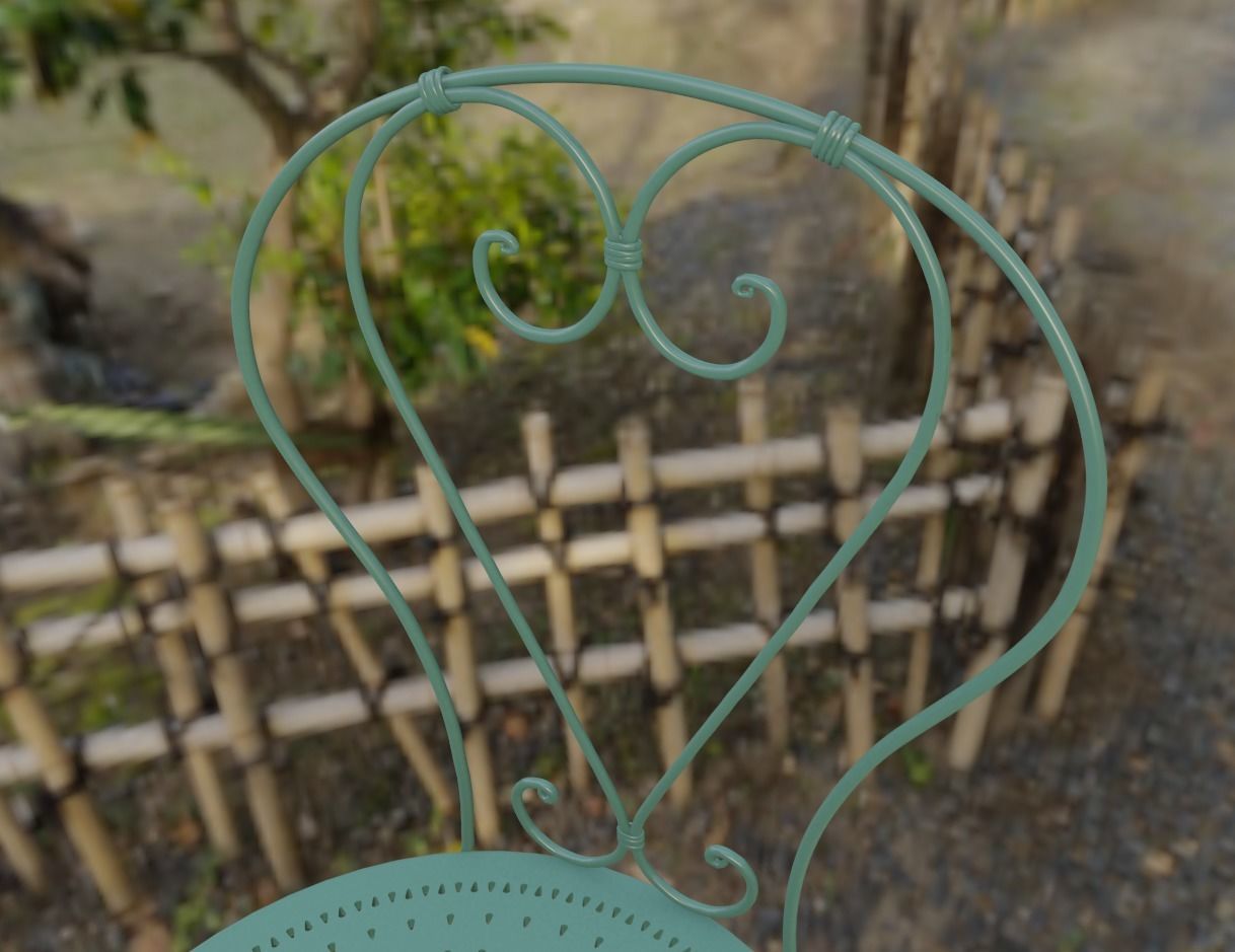 iron table set Low-poly 3D model_2