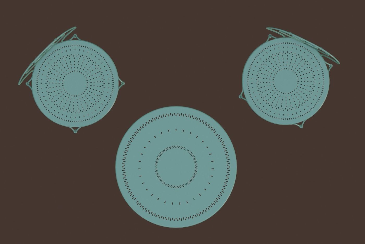 iron table set Low-poly 3D model_1