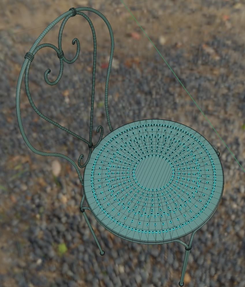 iron table set Low-poly 3D model_4