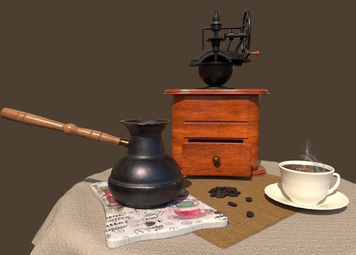 Coffee grinder Low-poly 3D model_10