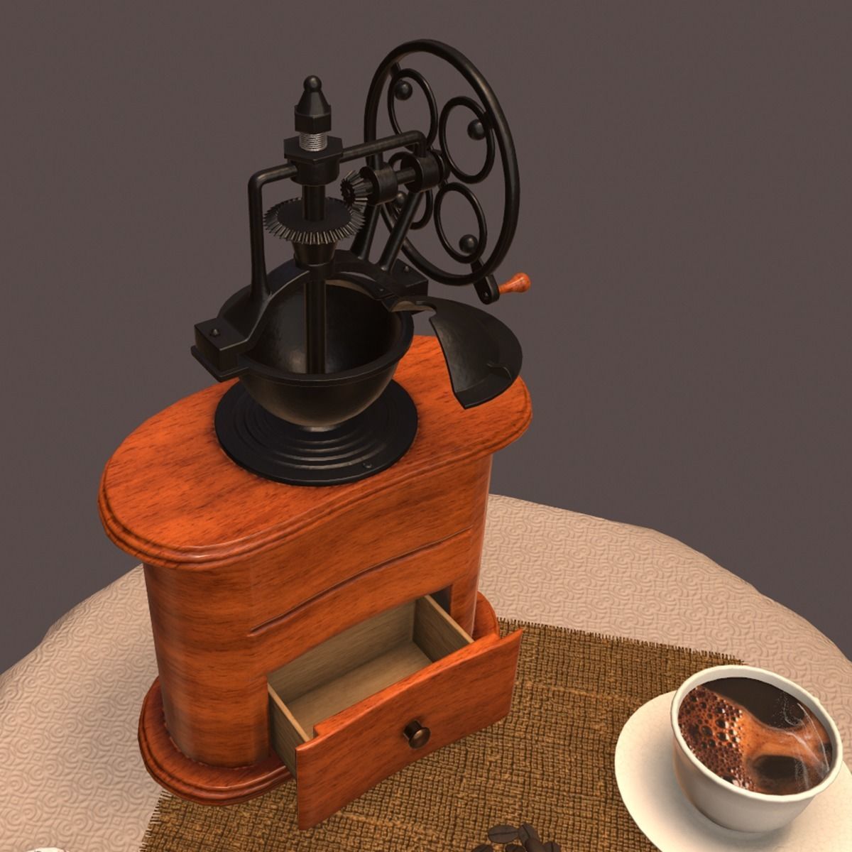 Coffee grinder Low-poly 3D model_6