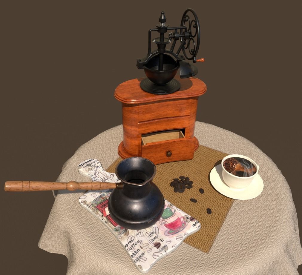 Coffee grinder Low-poly 3D model_7
