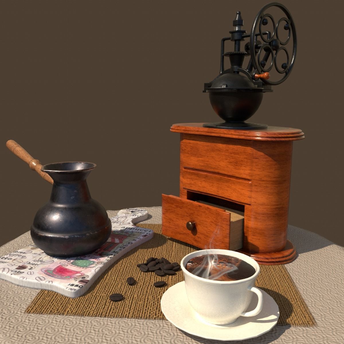 Coffee grinder Low-poly 3D model_5
