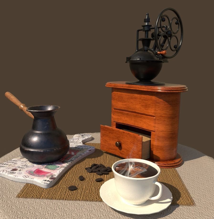 Coffee grinder Low-poly 3D model_8