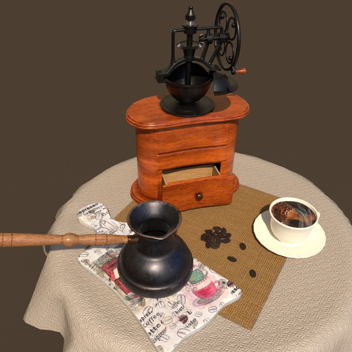 Coffee grinder Low-poly 3D model_2