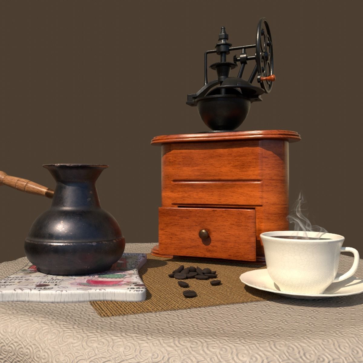 Coffee grinder Low-poly 3D model_4