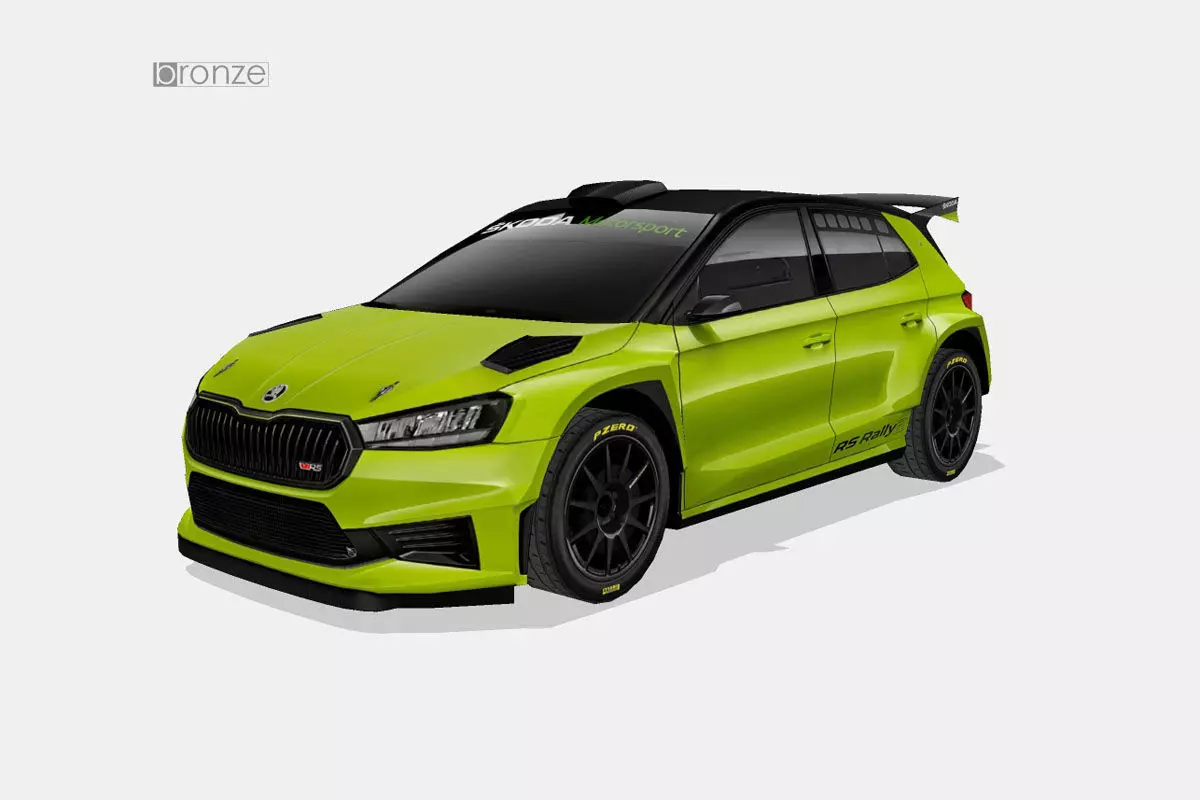 Skoda Fabia RS Rally2 2023 Low-poly 3D model_0