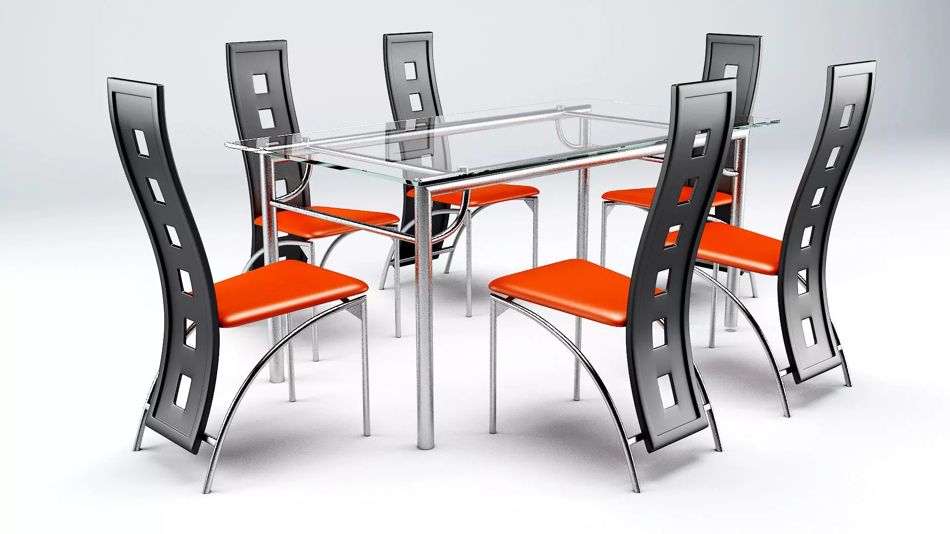 steel dining set - 02 Free low-poly 3D model