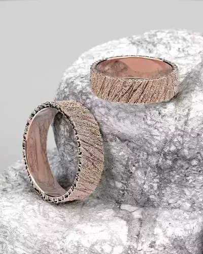 wedding ring Tree bark 3D print model