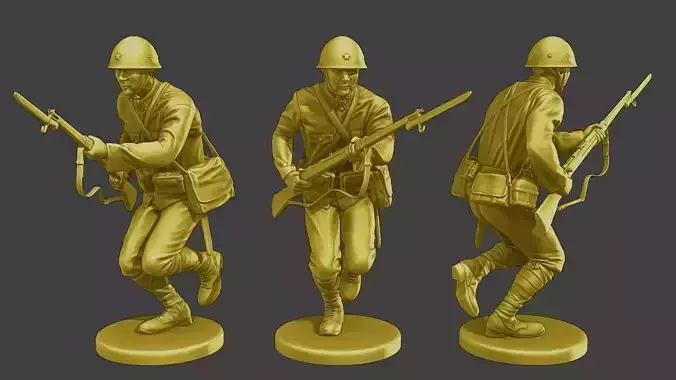 Japanese soldier ww2 Run J2 3D print model