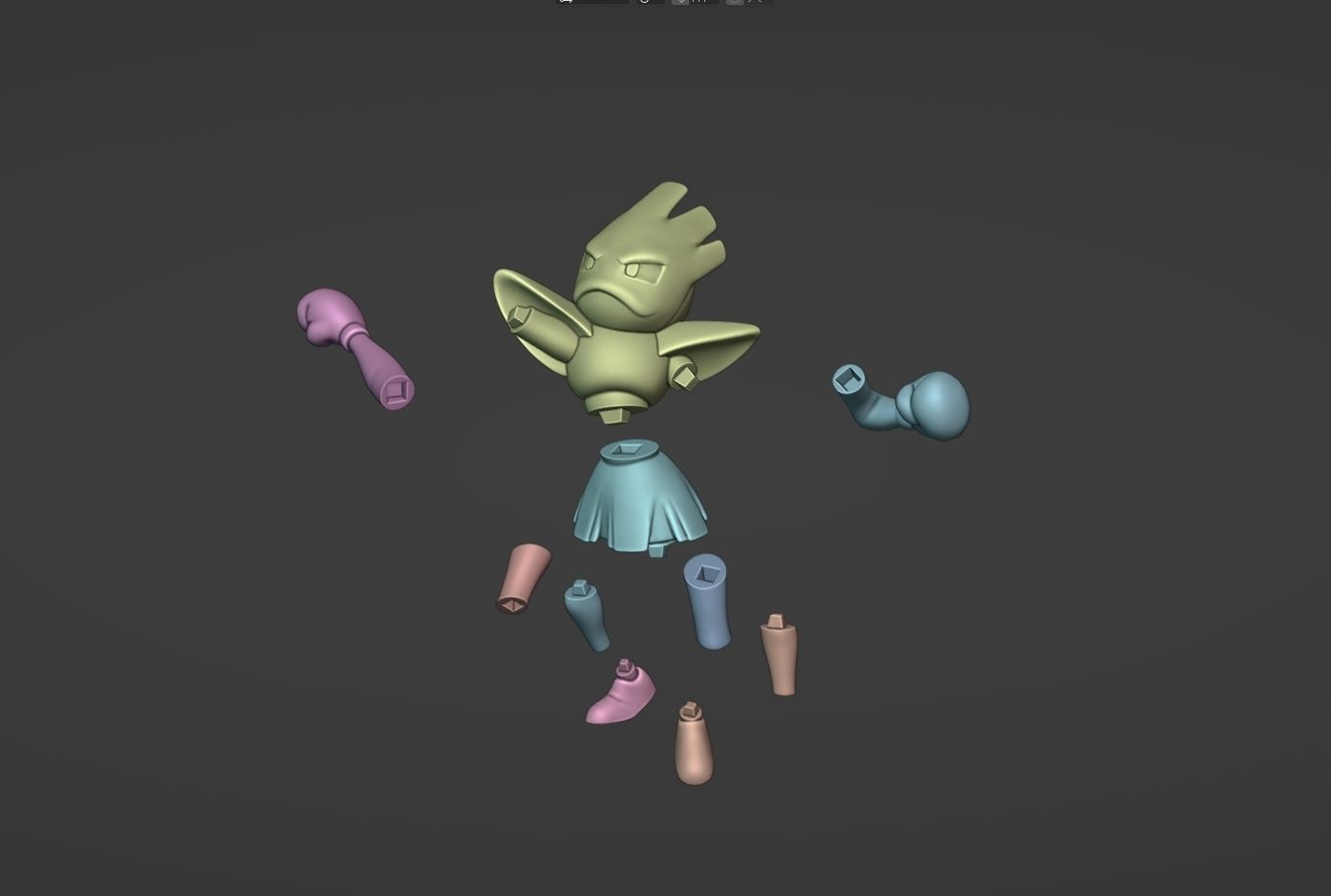Hitmonchan - 3D print cartoon girl 3D print model_4