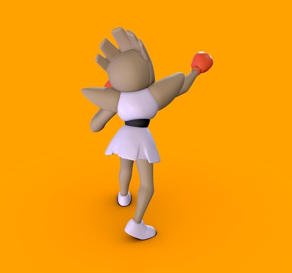 Hitmonchan - 3D print cartoon girl 3D print model_3