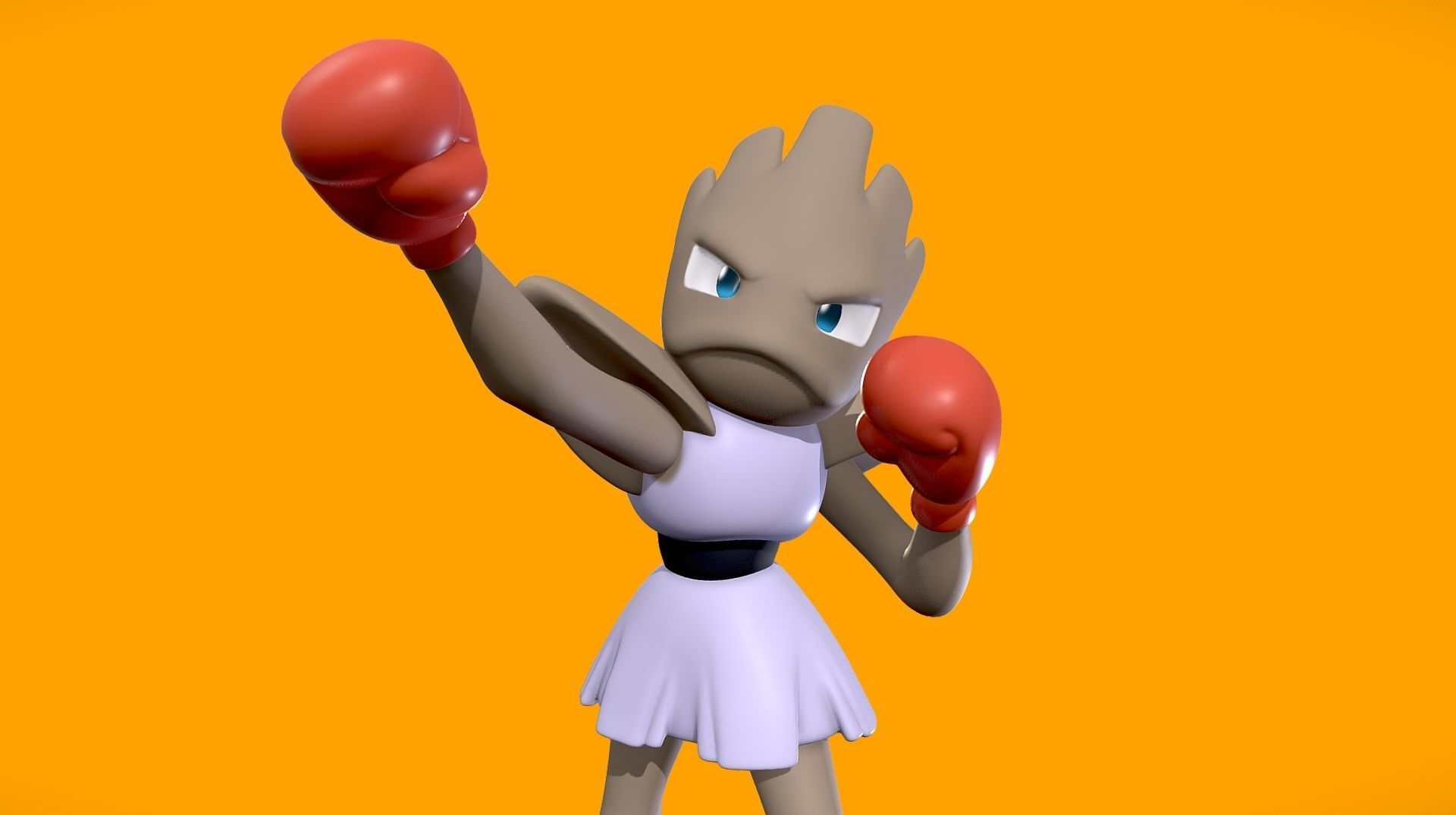 Hitmonchan - 3D print cartoon girl 3D print model_1