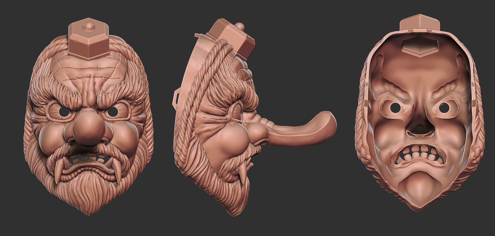 Tengu mask 3D print model_2