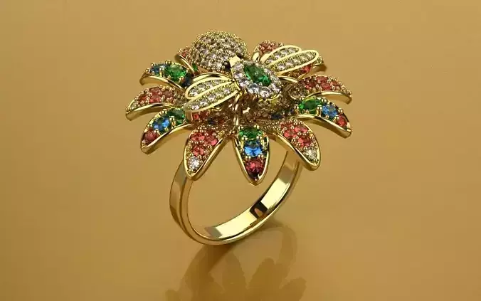 Ring Bee Flower - 3D Jewelry - AN-246 3D print model