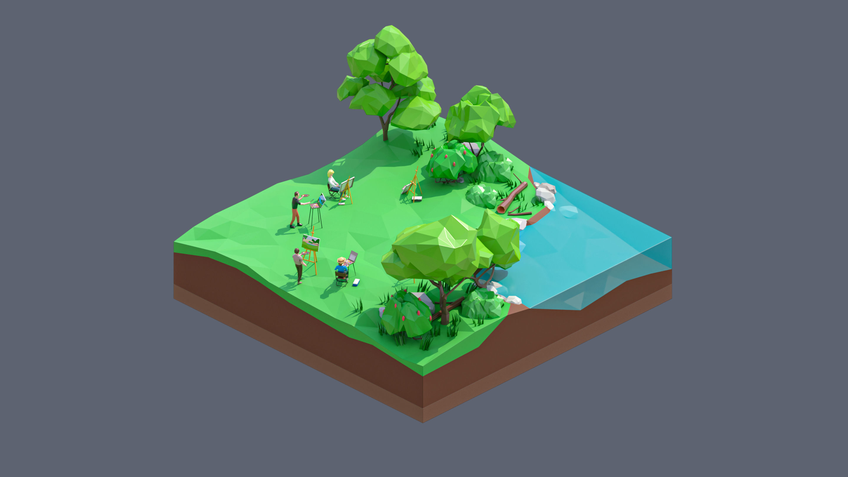 land 97A Low-poly 3D model_3