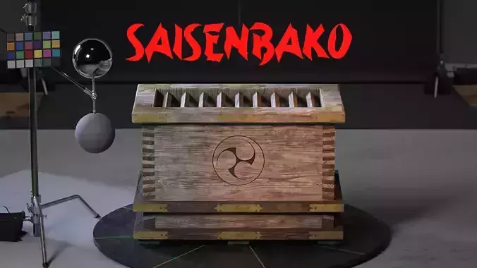 Shinto Shrine SaisenBako Donation Box 3D model