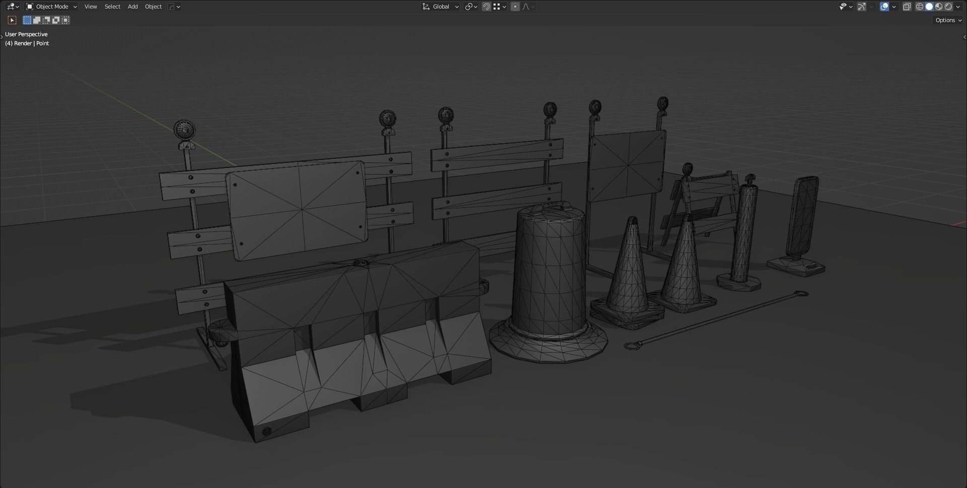 Traffic Props Low-poly 3D model_15