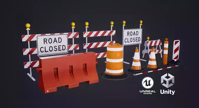Traffic Props Low-poly 3D model