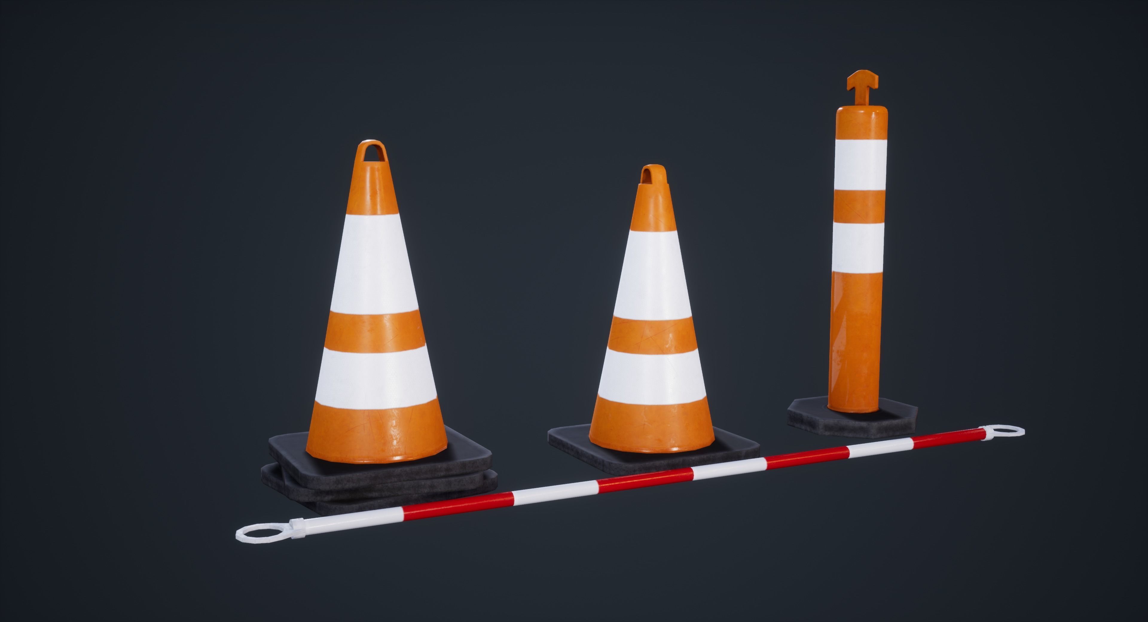Traffic Props Low-poly 3D model_10
