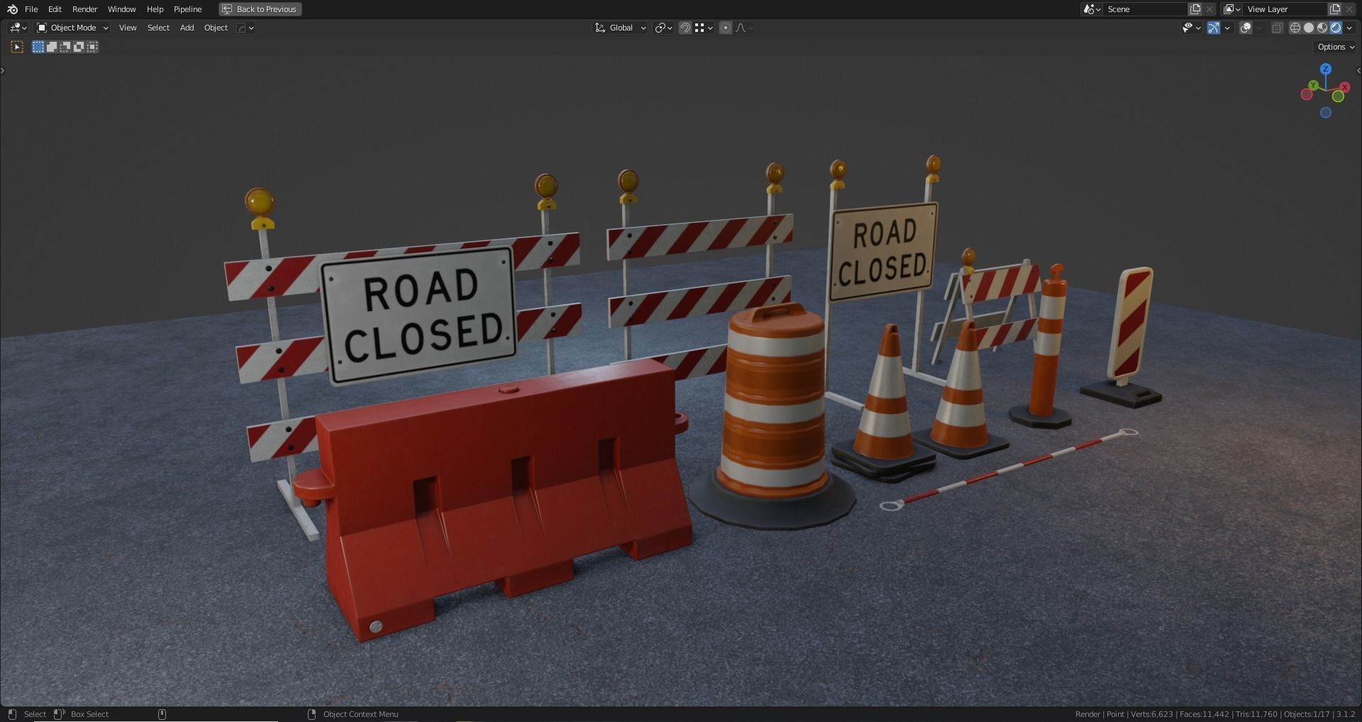 Traffic Props Low-poly 3D model_14