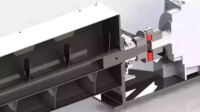 18 meters 300mm HANGER BED U TYPE SCREW CONVEYOR AND MOTORS 3D model