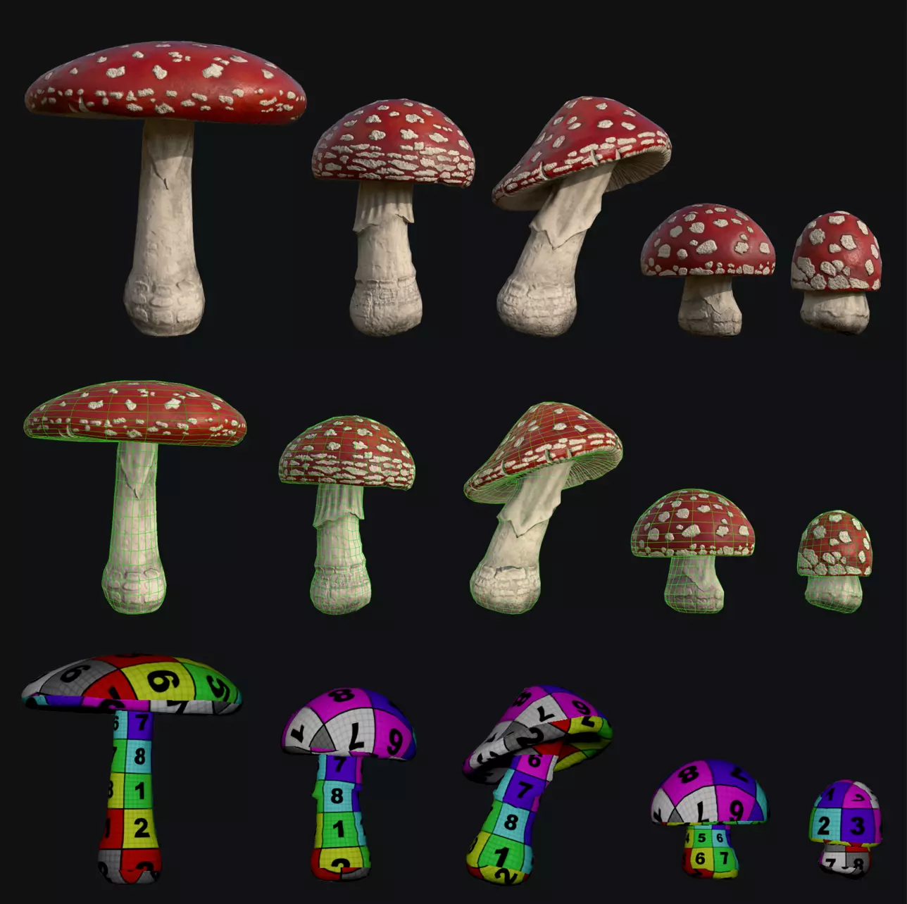 Amanita mushroom Low-poly 3D model_0