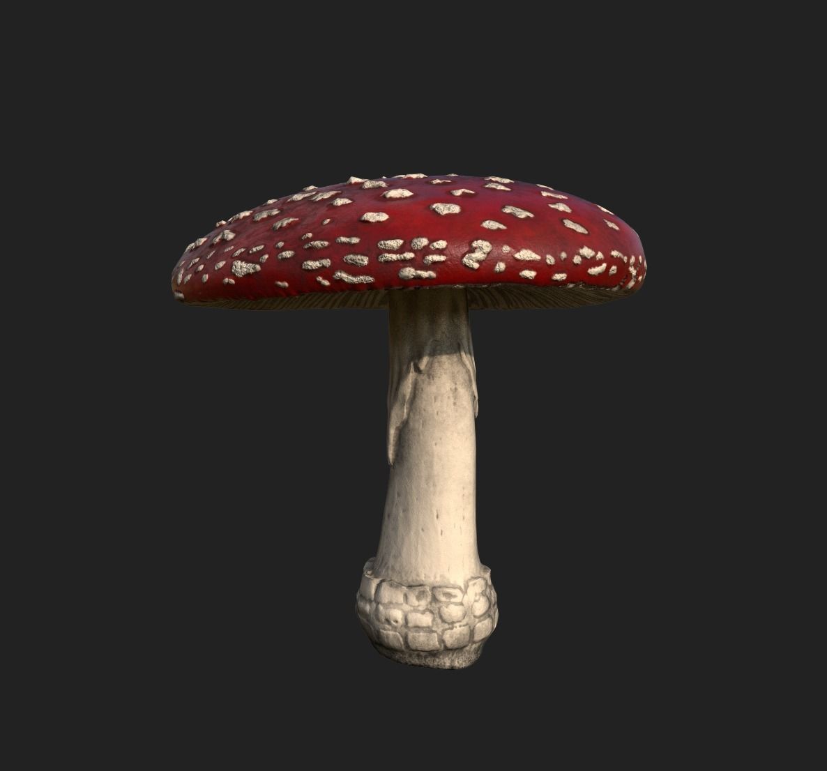 Amanita mushroom Low-poly 3D model_3