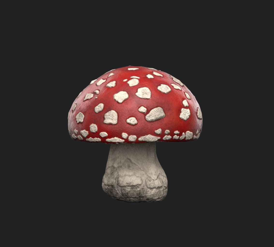 Amanita mushroom Low-poly 3D model_6