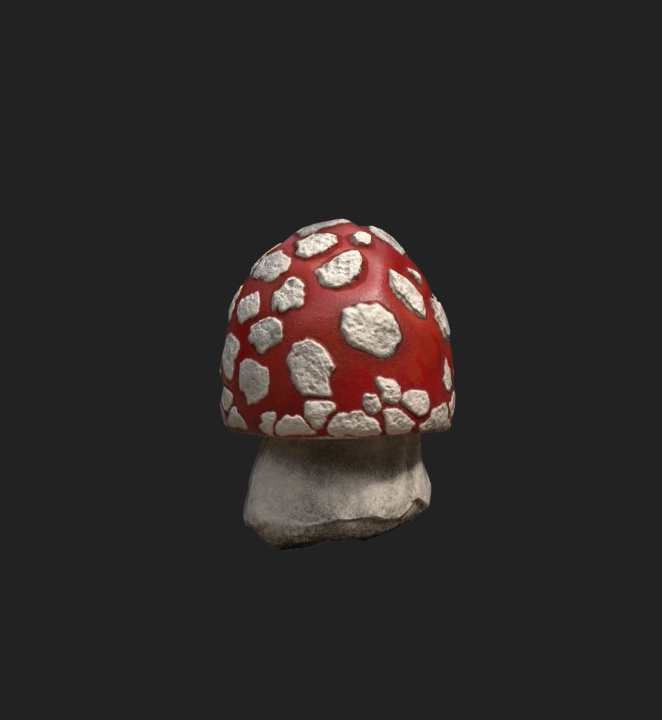Amanita mushroom Low-poly 3D model_7