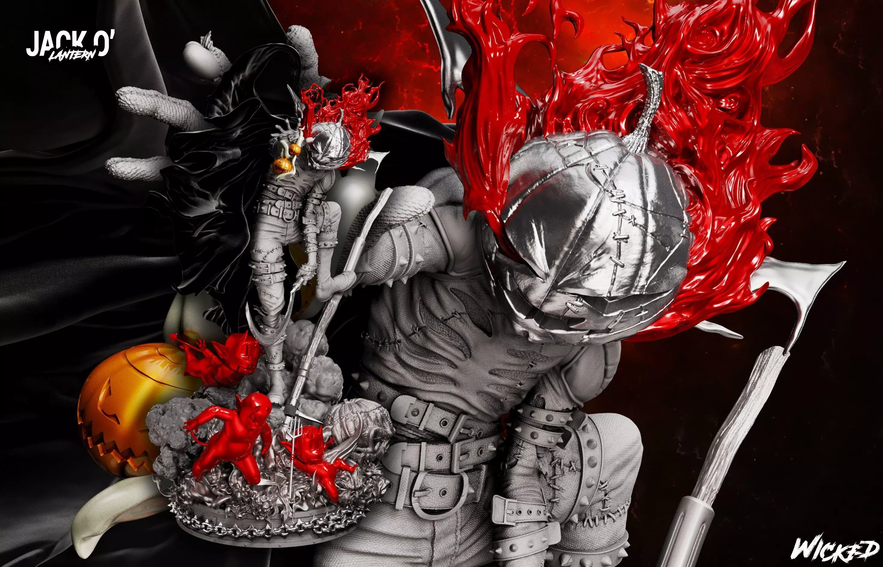 Wicked Marvel Jack O Lantern Sculpture 3D print model 3D print model_0