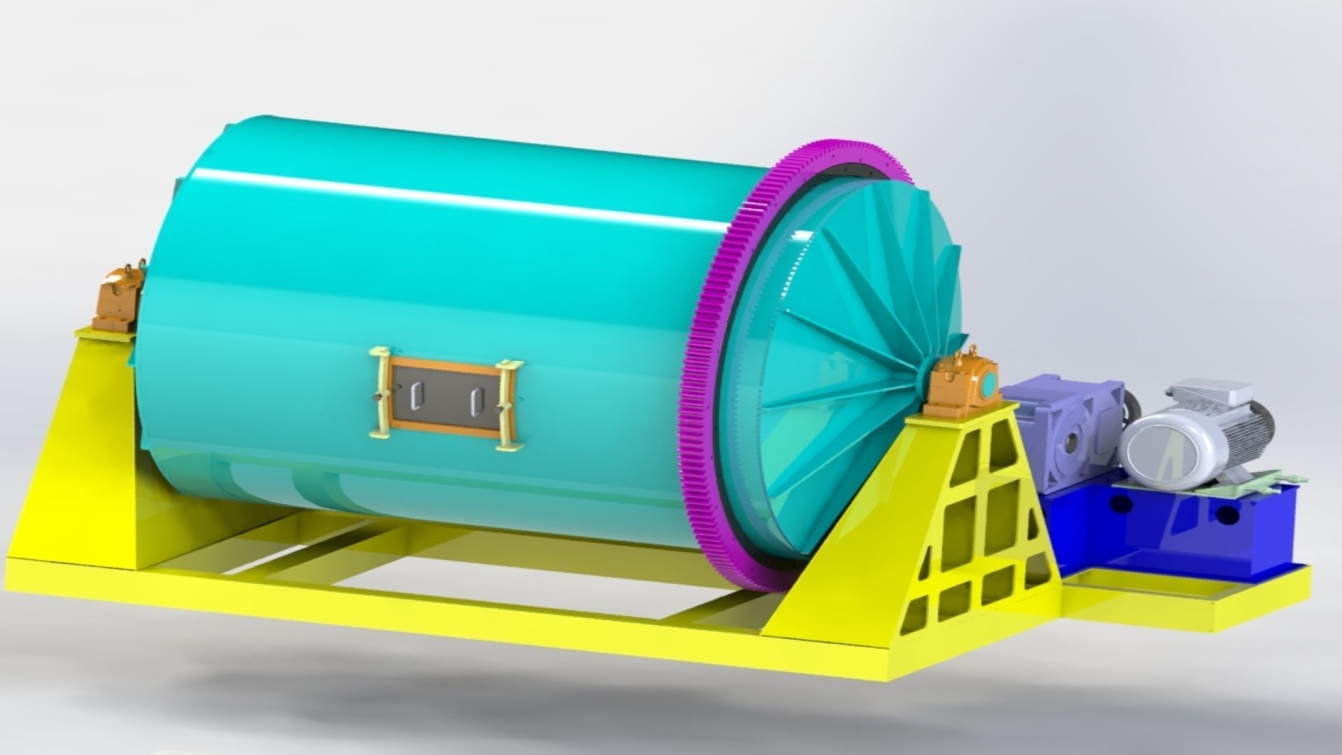 DECORATIVE STONE ROUNDING MILL ELECTRIC MOTOR AND REDUCER 3D model_7