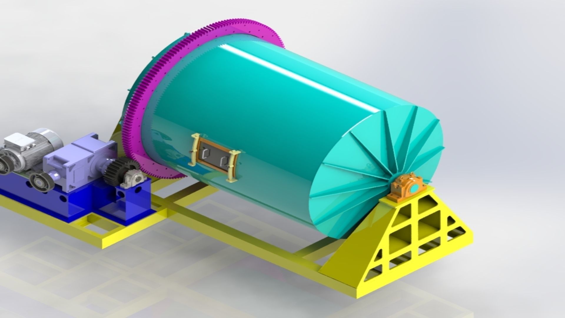 DECORATIVE STONE ROUNDING MILL ELECTRIC MOTOR AND REDUCER 3D model_8