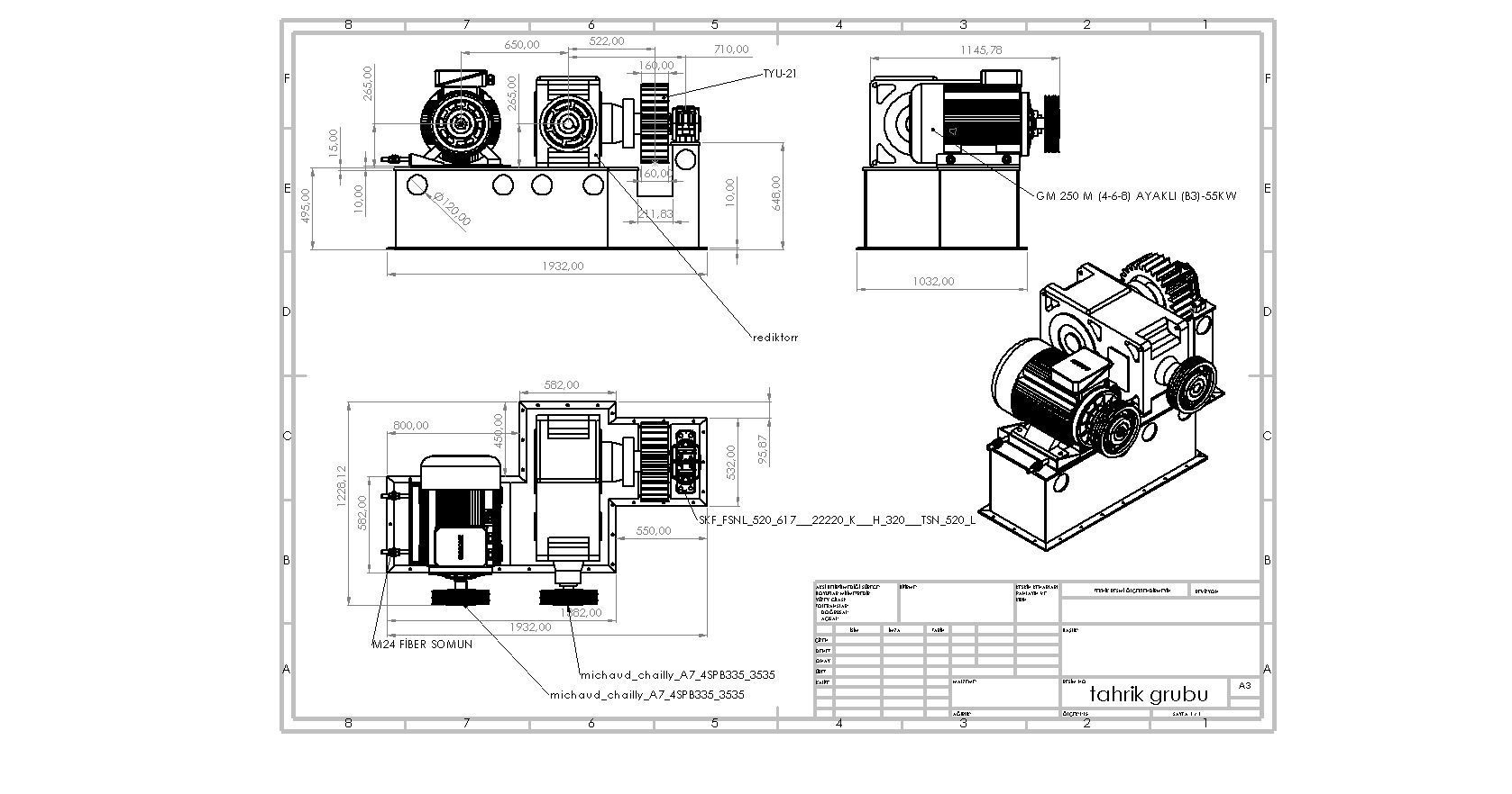 DECORATIVE STONE ROUNDING MILL ELECTRIC MOTOR AND REDUCER 3D model_20