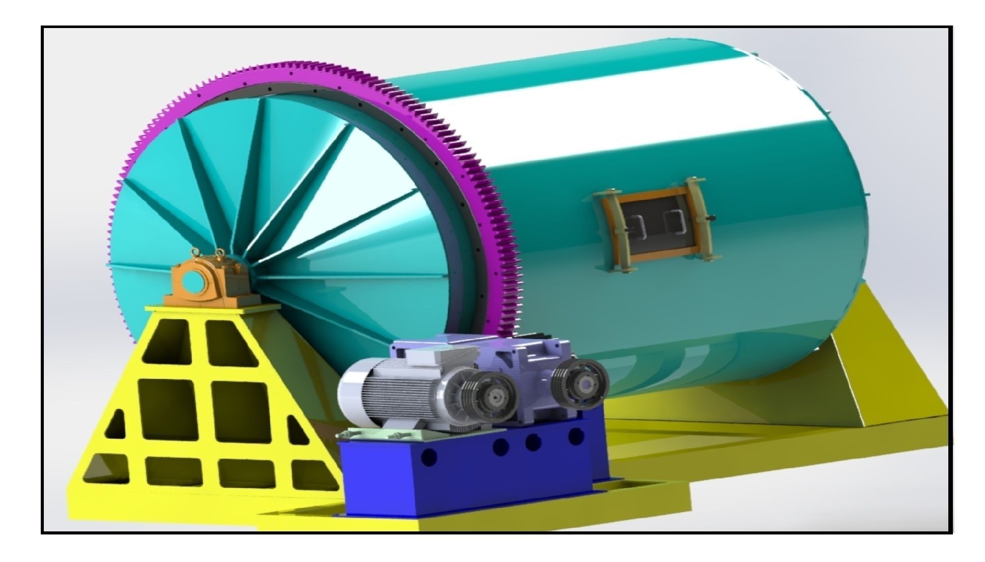 DECORATIVE STONE ROUNDING MILL ELECTRIC MOTOR AND REDUCER 3D model_11