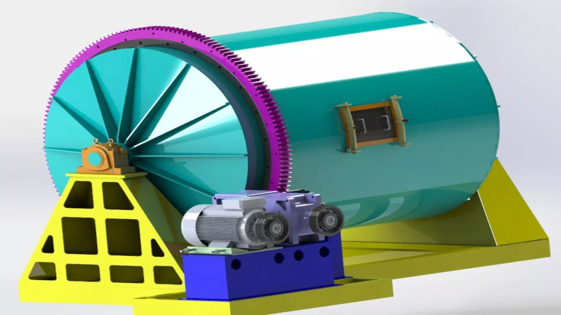 DECORATIVE STONE ROUNDING MILL ELECTRIC MOTOR AND REDUCER 3D model_0