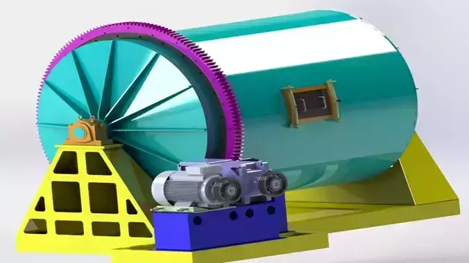 DECORATIVE STONE ROUNDING MILL ELECTRIC MOTOR AND REDUCER 3D model