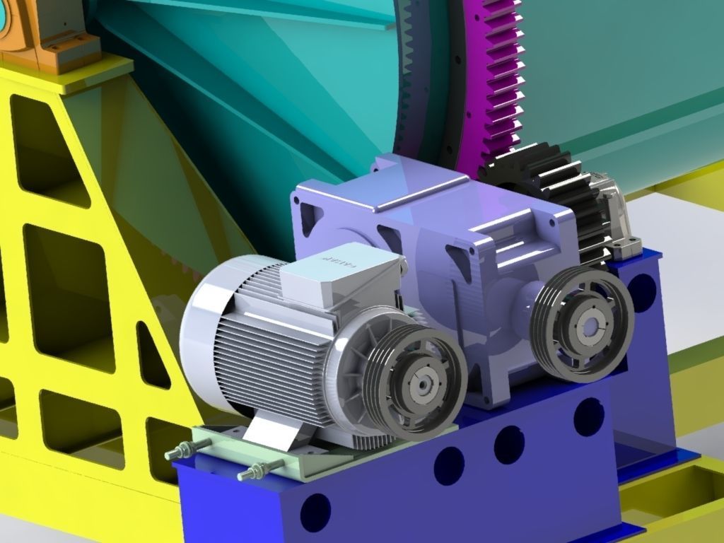 DECORATIVE STONE ROUNDING MILL ELECTRIC MOTOR AND REDUCER 3D model_14