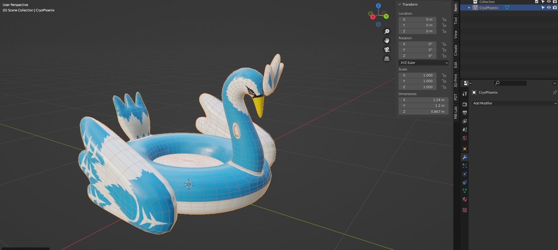 CryoPhoenix Inflatable Toy Low-poly 3D model_7