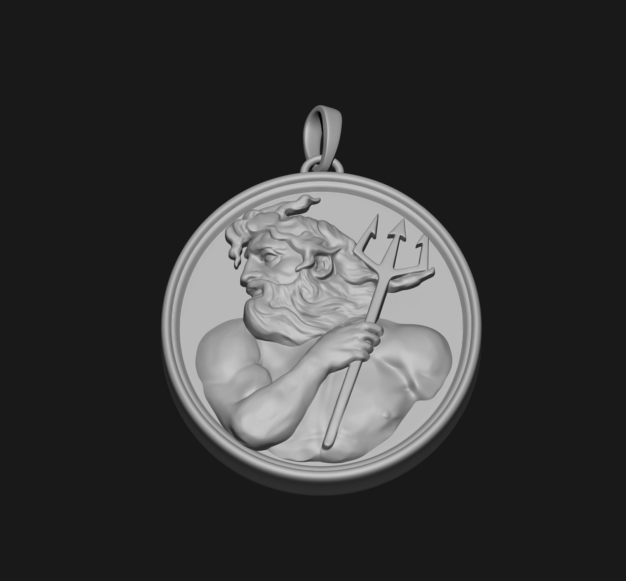 Poseidon Pendant 3D print model_4
