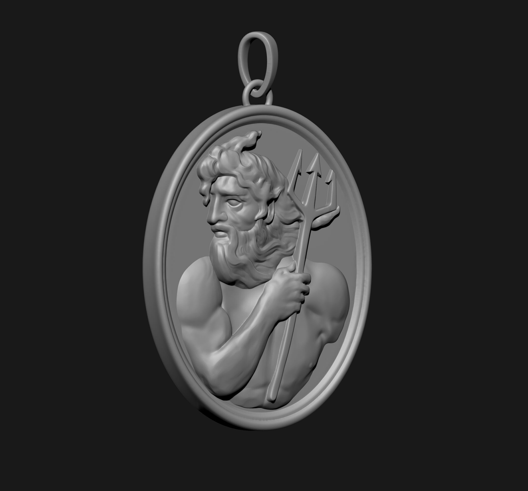 Poseidon Pendant 3D print model_3
