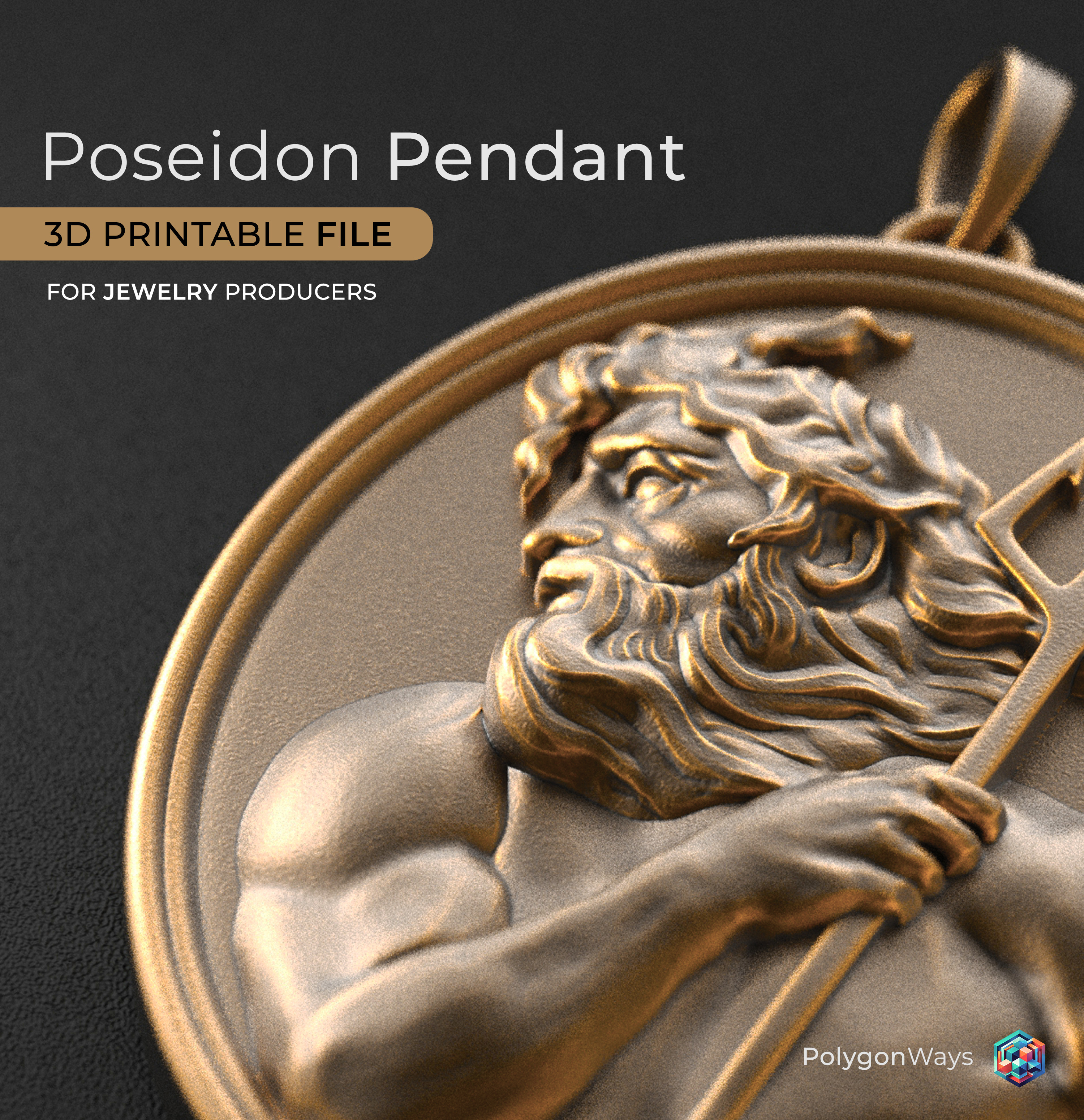 Poseidon Pendant 3D print model_2
