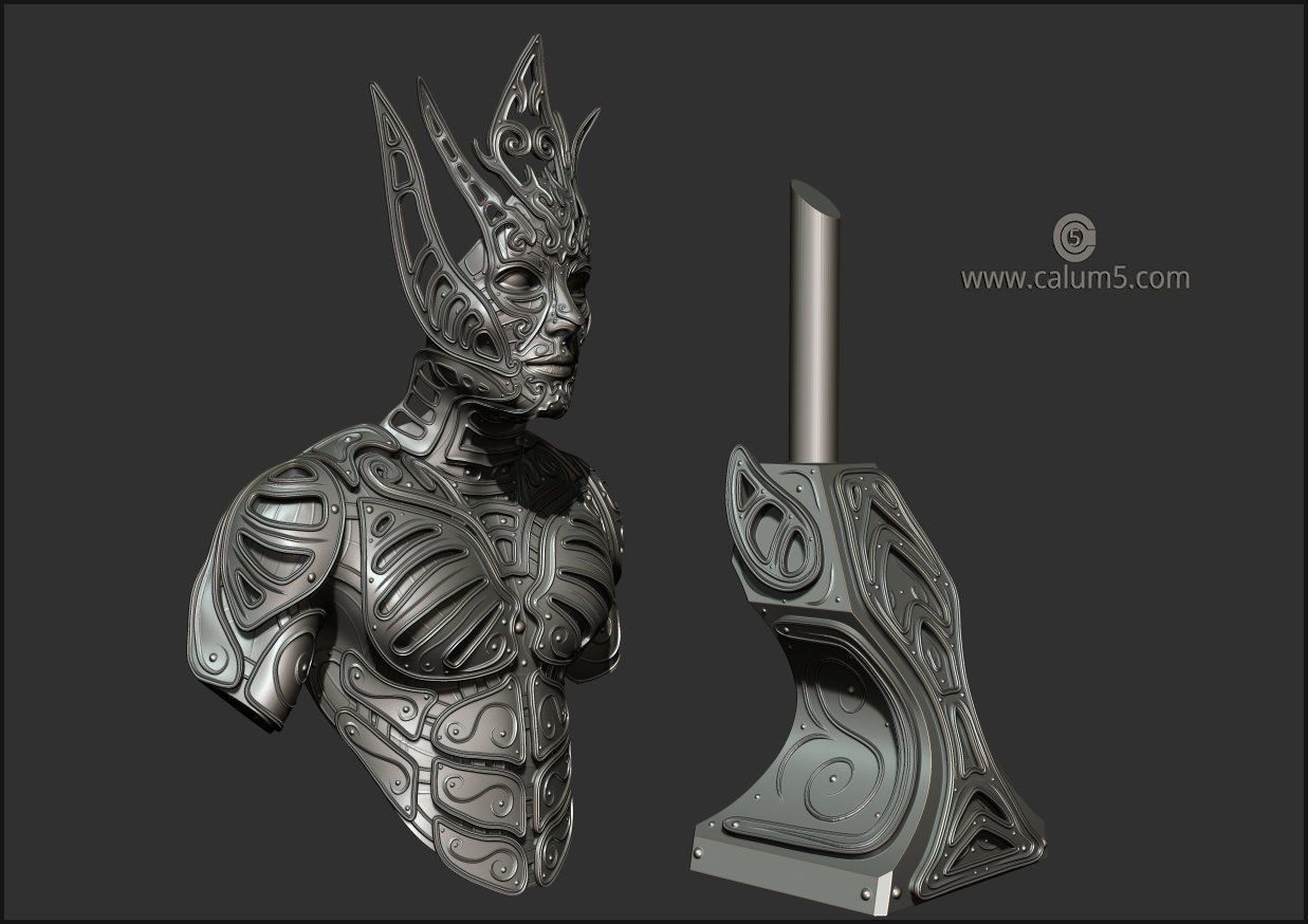 Elvden bust  3D print model_14