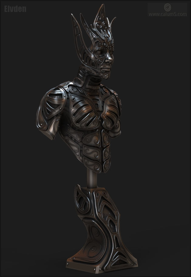 Elvden bust  3D print model_13