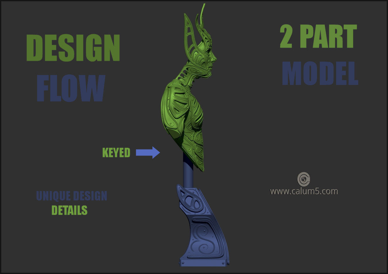 Elvden bust  3D print model_6