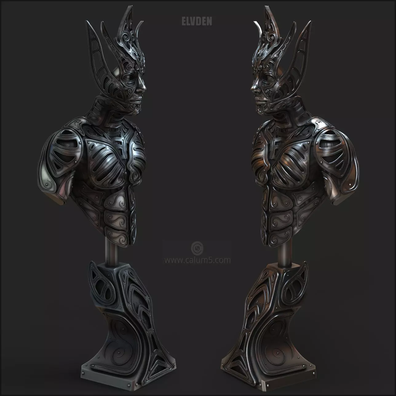 Elvden bust  3D print model_0