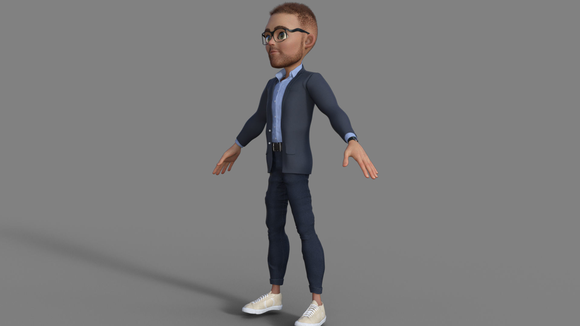 3D Cartoon Character Businessman 3D model_1