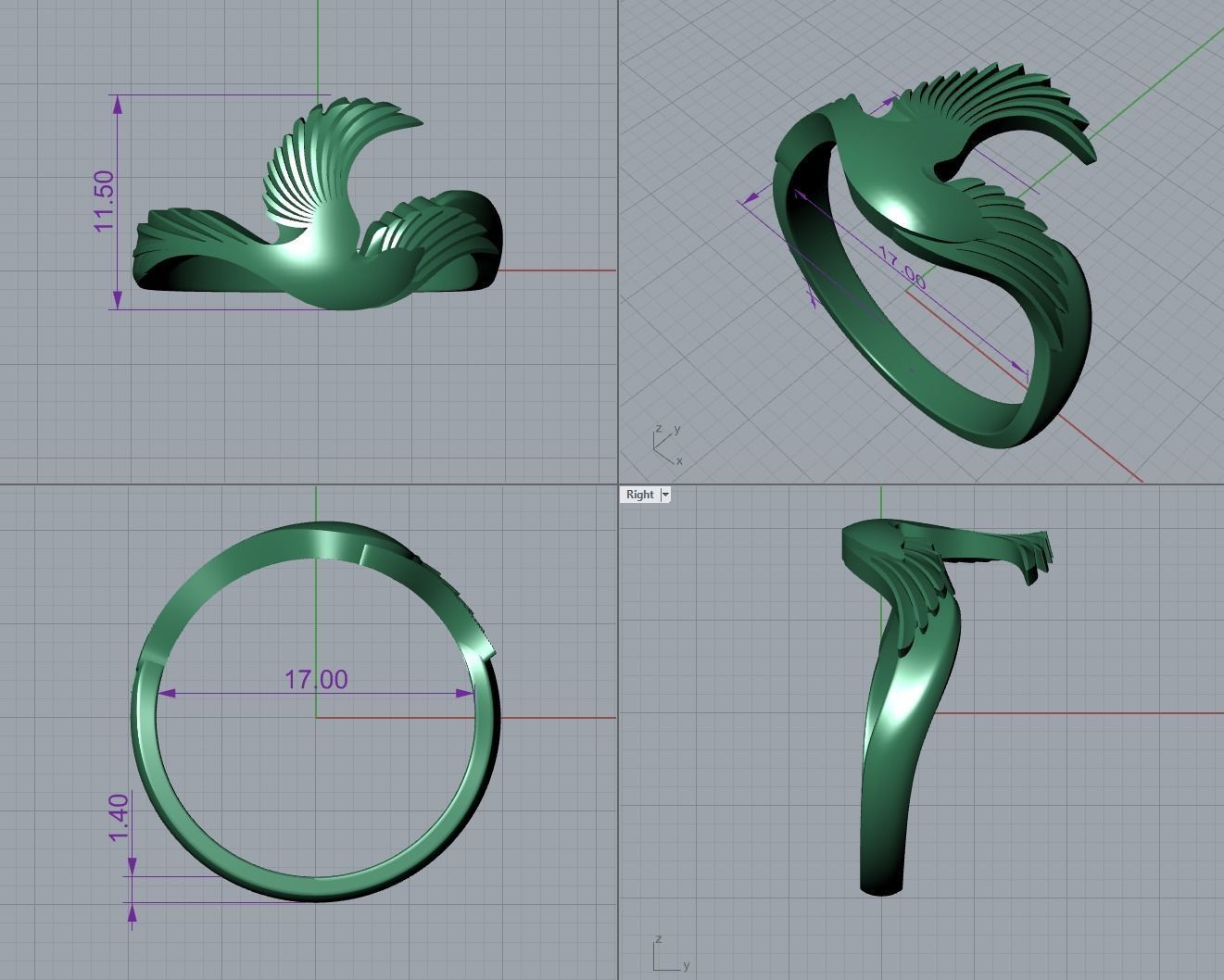 Magpie Ring 3D print model_11