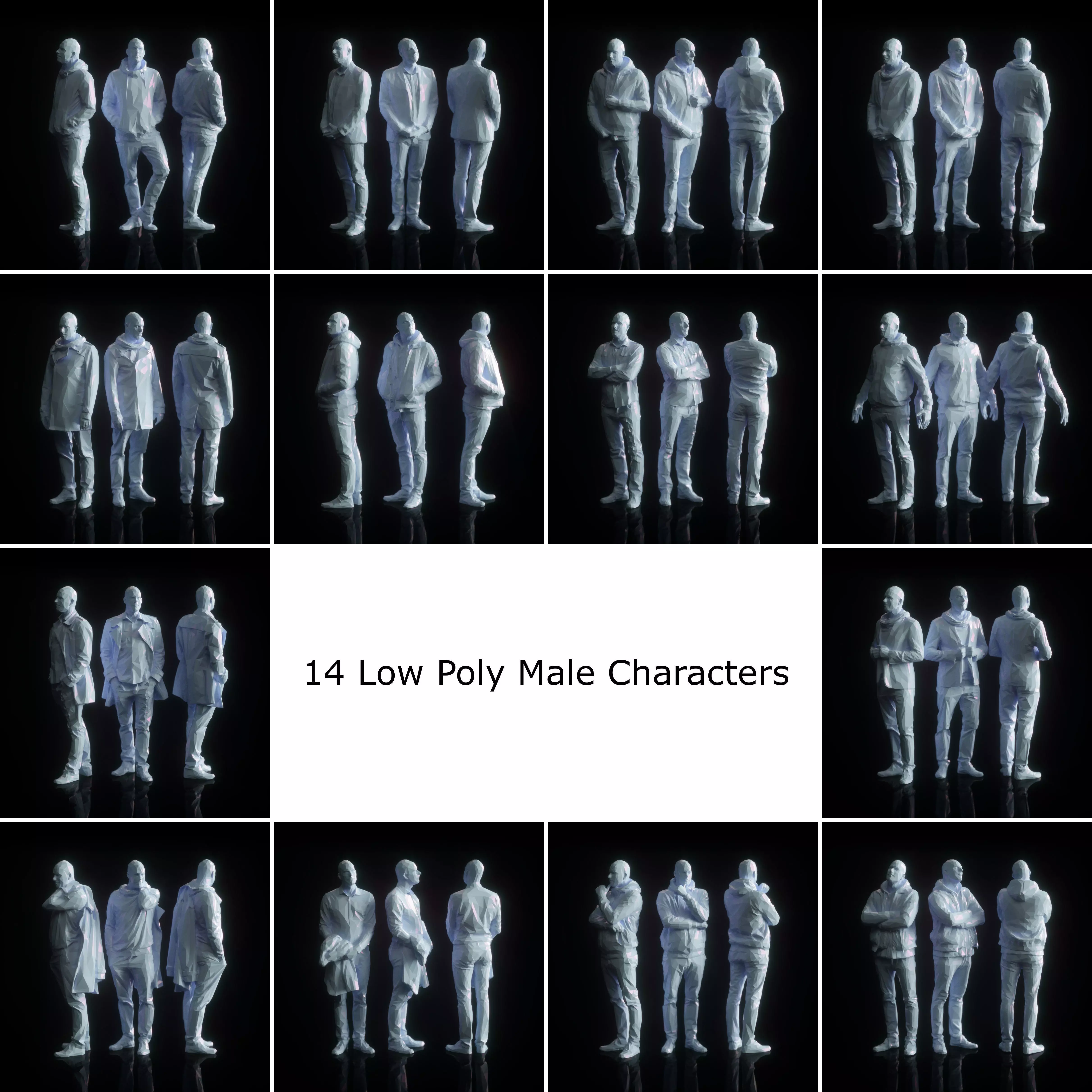 14 Low Poly Male Character Collection Low-poly 3D model_0